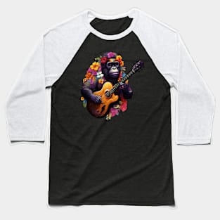 Cute Cottagecore Aesthetic Gorilla Guitar Lover Baseball T-Shirt